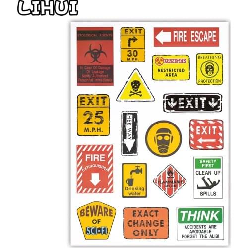 1 PCS Warning Matte Sticker Escape Indication Signs Danger Reminder Stickers to DIY Car Laptop Skateboard Suitcase Guitar Phone