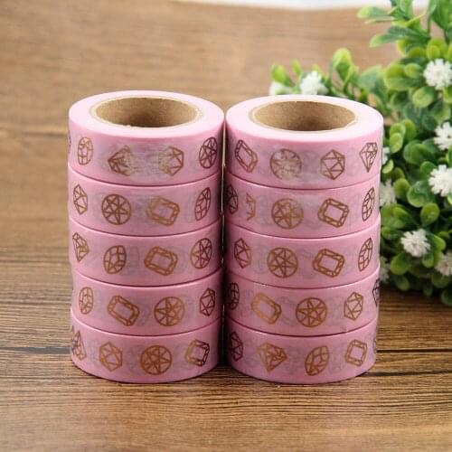 10X Diamond Foil Washi Tape Pink Japanese 1.5*10meters Kawaii Scrapbooking Tools
