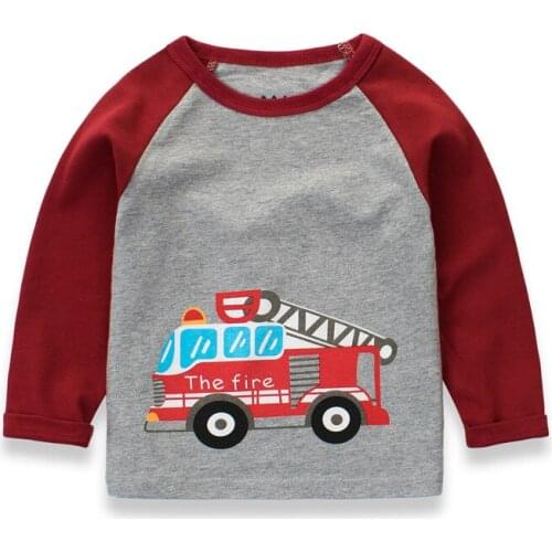 2020 New boy girl brand T shirt spring Autumn fashion Long sleeve shirt Cotton sports car Dinosaur sweatshirts baby kid clothing