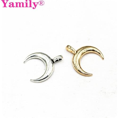 25pcs/ Gold Silver Color Zinc alloy OX Horn Moon Charm pendant Necklace bracelet DIY Handmade Jewelry Findings 2colour