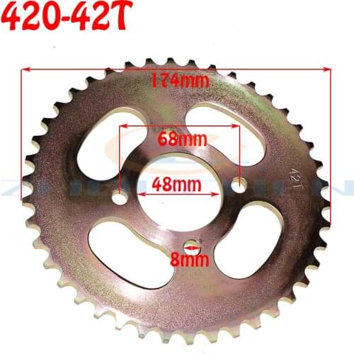 420 42T 48MM motorcycle chain sprocket rear rear sprocket gear suitable for 420 chain 110cc 125cc 140cc mud pit bicycle kart