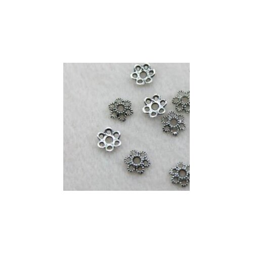 6mm50/pcs Flower Beads Caps Mix Spacer Beads Tibetan Silver Plated Zinc Alloy End Caps Pattern Bead Caps fg4s