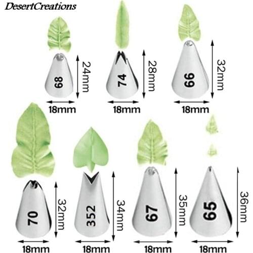 7 Pcs/set Different Styles Leaves Cream Stainless Steel Icing Piping Nozzles Tips Cake Cream Decorating Cupcake Cake Tools