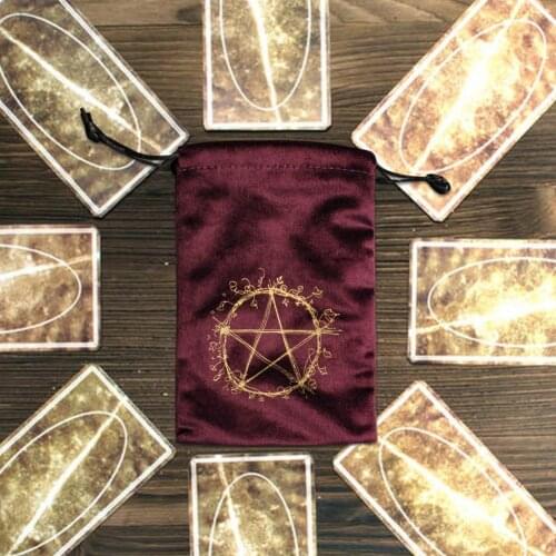 Velvet Pentagram Tarot Storage Bag Divination Drawstring Package Board Games Tarot Card Embroidery Bags Cards Container Bags TRB
