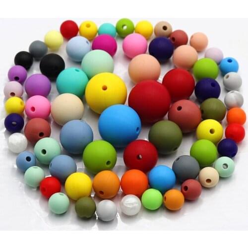 TYRY,HU 100pcs Silicone Beads For Necklace Baby Chews Pacifier Leash Accessories Food Grade Silicone 9/12/15/19mm