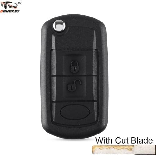 DANDKEY CUT/Uncut BLADE 3 Buttons Folding Flip Car Key Case Styling Shell Cover For Land Rover Range Rover Sport LR3 Discovery
