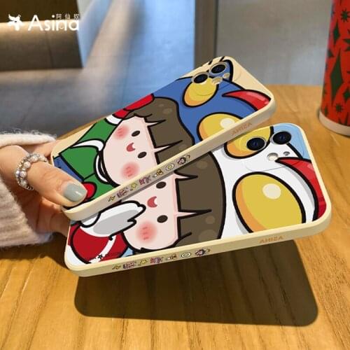 Straight-sided Edge Case For iPhone 12 Pro Max XS Max XR X 6 7 8 Plus SE2 Soft Silicone Square Cartoon Cover For iPhone 11 Girl