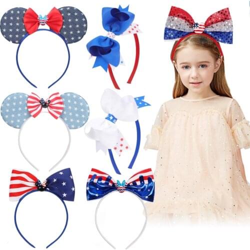 10pcs/Lot Kids Hair Accessories Sequin Headband 4th Of July Hairband For Girls Festival Hairbow Hairbands Teenager Headwear