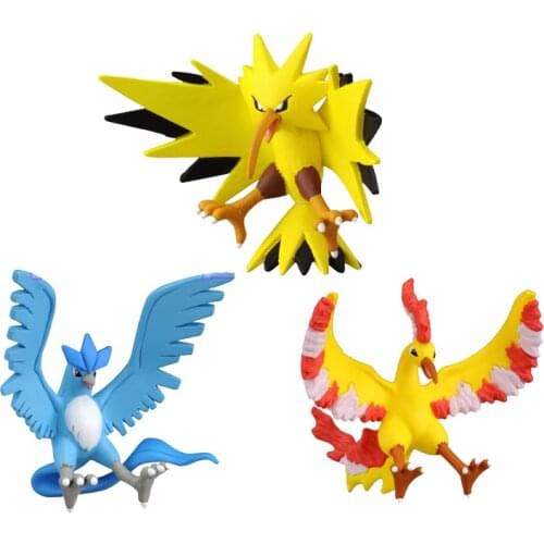 Genuine TAKARA TOMY Pokemon Cartoons Anime Figures EMC Articuno Moltres Zapdos Action Figures Hand-made Model Toys Kids Gifts