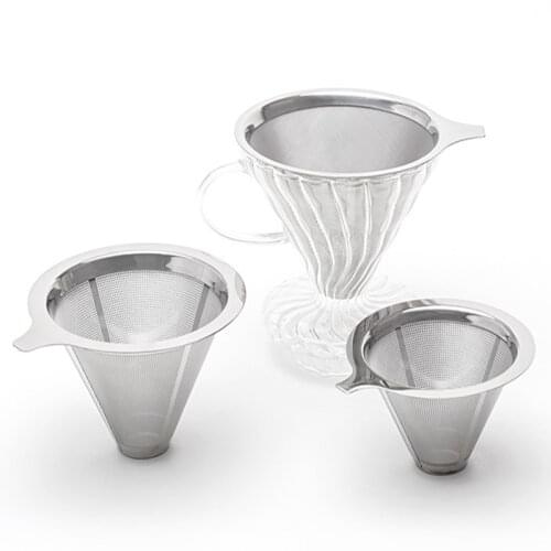 3 Sizes Coffee Filter Reusable Stainless Steel Coffee Filter Durable Coffee Pot Filter Funnel Coffee Brew Tools