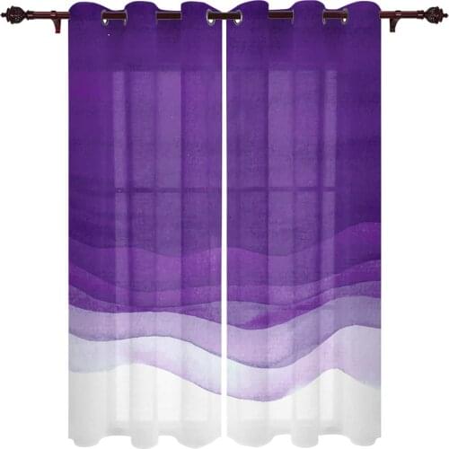 Gradient Purple Watercolor Window Curtains Kitchen Bedroom Drapes Home Decor Luxury Living Room Backdrop Curtain