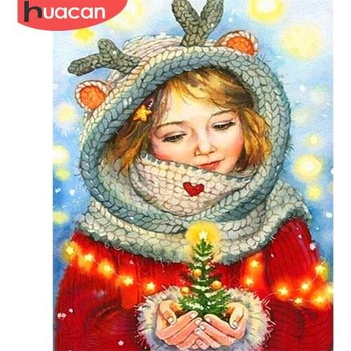 HUACAN Painting By Number Unframe Girl Acrylic Wall Art Coloring By Numbers For Children Christmas Gift