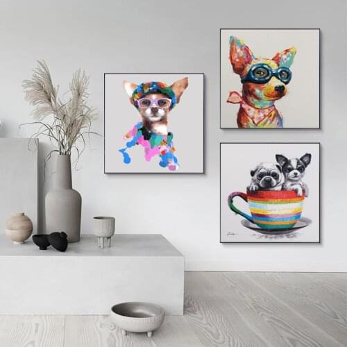 Large Size Oil Painting Wall Painting Canvas Painted Dog Home Decorative Wall Art Picture For Living Room Paintng No Frame