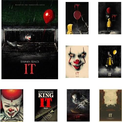 Classic Movie TV Show Series Stephen Kings IT Vintage Kraft Paper Posters Retro Sticker for Bar Art Wall Decorative Painting