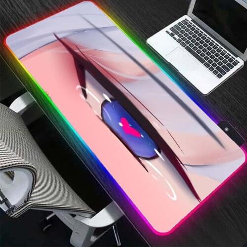 Anime Big Eyes Rgb Mouse Pad with Usb Interface Office Decoration Table Mat Xxl Luminous Led Lamp Notebook Mousepad