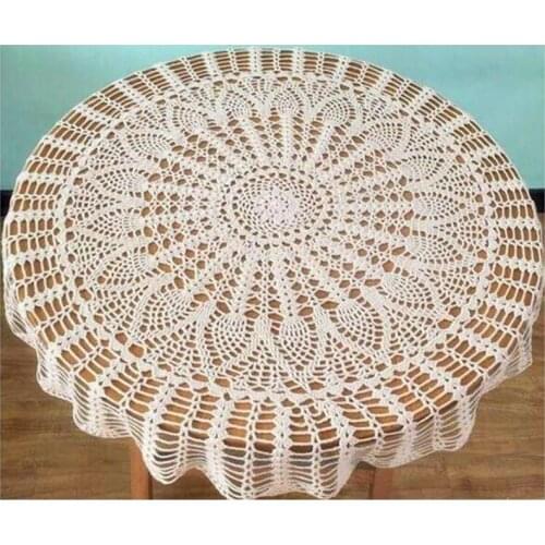 70/80/90CM Handmade Crochet Round Tablecloth Lace Table Cover Cup Mat Placemat Vintage DIY Decro Crocheted Table Cloth Cotton