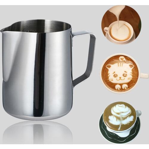 Stainless Steel Milk Frothing Jug Milk Cream Cup Coffee Creamer Latte Art Pitcher With Spout Durable Kitchen Coffee Accessories