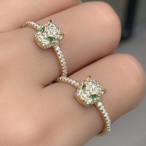 Cute animal leopard ring Gold filled micro pave cz engagement band fashion stunning women jewelry