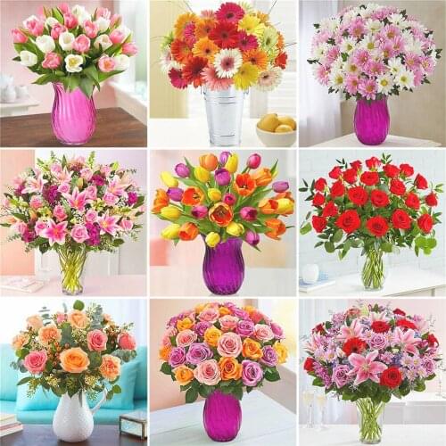 MomoArt 5D Diamond Embroidery Lily Cross Stitch Kit Diamond Painting Flower Full Drill Square Mosaic Rhinestones Home Decoration