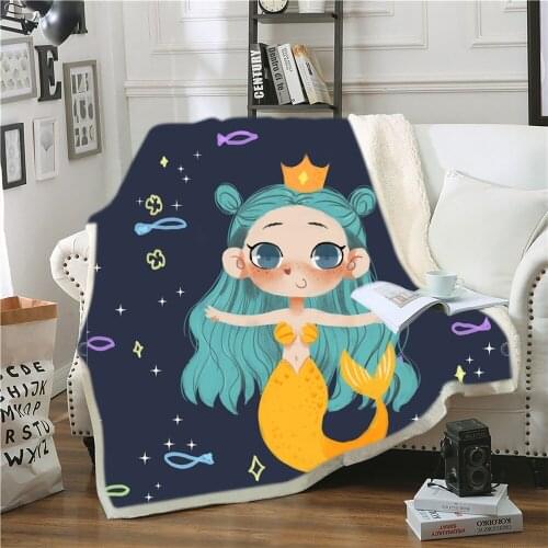 Cartoon Girl Xia Ba Blanket Lovely Mermaid Girl Woollen Blanket Home Textile Woollen Woolen Blanket Nap Office Blanket