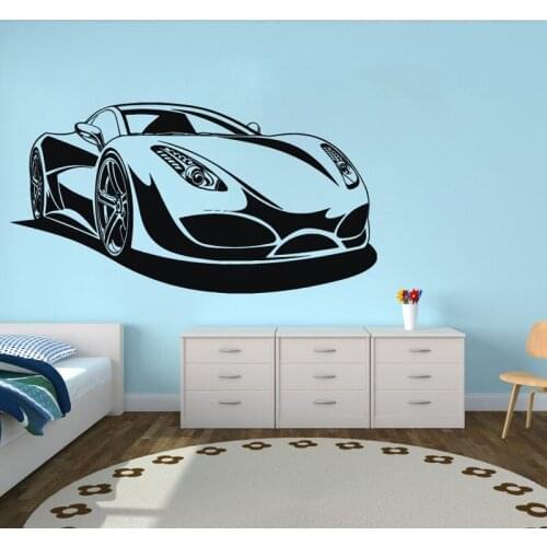Wall Decals Vinyl Sticker Art Home Decor Mural Sports Car Racing Speed Decal Baby Decor Nursery Boy Bedroom