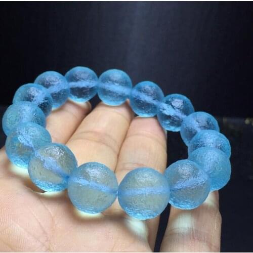 Piedras Naturales Ruso Azul pulsera de meteorito cuentas redondas hombres mujeres pulsera sanación energía regalo joyería de la