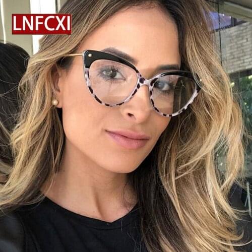 LNFCXI Temple Tip Retro Cat Frame Glasses Frame Women Cat Eye Glasses Frame Fashion Female Mix Colors Eyeglasses Frame