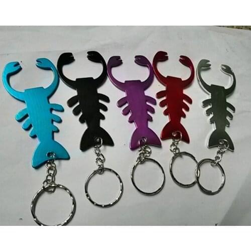 Personalized Lobster Aluminum Beer Bottle Opener With Fashion Keychain Key Ring Pendant Wedding Favor Gift 100pcs/lot SL9901