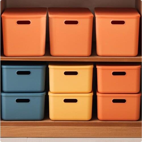 Dust-proof Sundries Storage Bins Basket Lid Boxes Closet Organizer Waterproof Clothes Colors Toys Stackable Household Wardrobe
