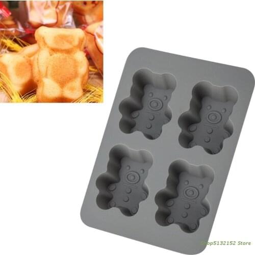 QX2E Cute 3D Bear Shape Cupcake Silicone Molds Biscuit Fondant Molds for Baking Cakes