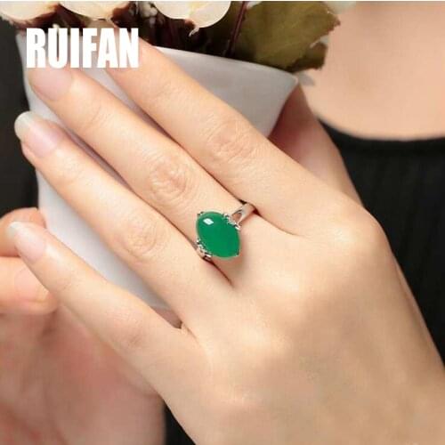 Adjustable Green Chalcedony Womens Rings Fashion Trendy Party Jewelry for Lady Female Christmas Gift YRI119