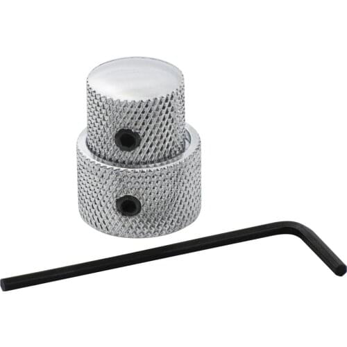 FLEOR Metal Dual Concentric Dome Control Knob Electric Guitar Bass Tone Volume Control Chrome