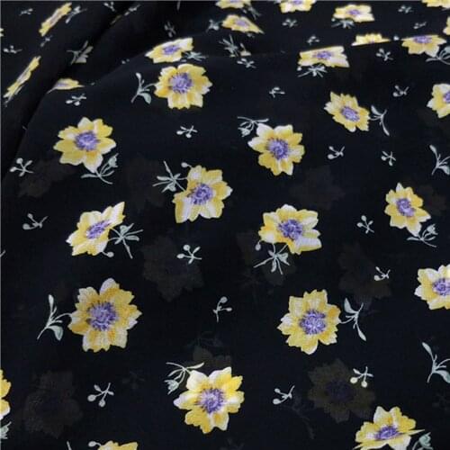 Scarf Hijab Chiffon Fabric Flower Print Soft Fabric Light Breathable Dress Blouse DIY Sewing Fabric