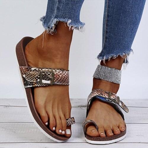 Summer Womens Slippers Clip Toe Ladeis Beach Buckle Sandals Ladies PU Leather Flip Flops Outdoor Female Flats Shoes Non-slip