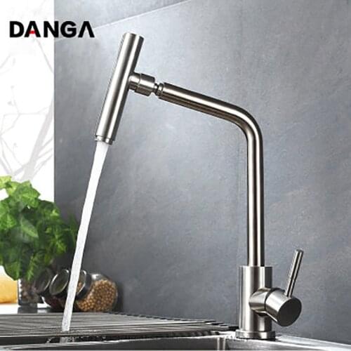Kitchen Faucets 360 Rotating Basin Faucet Sink Tap Hot and Cold Mixer Brushed Mixing Water Tap 304 Stainless Steel Water Faucet