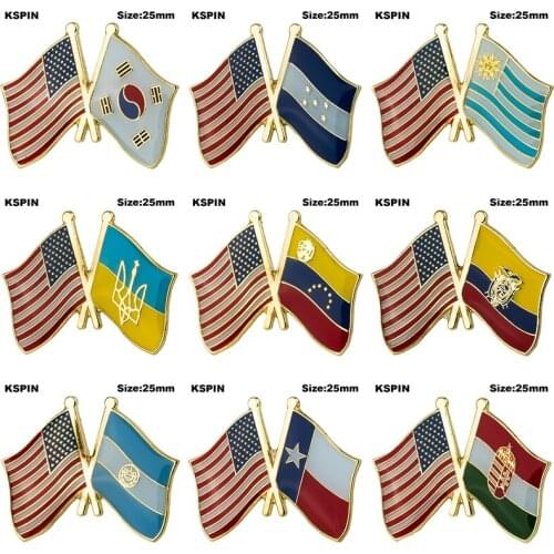 U.S.A Friendship Flag Badge Flag Brooch National Flag Lapel Pin International Travel Pins Collections