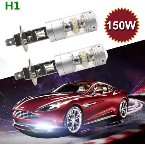 Big Discount!H1 H3 Led Headlight Bulbs 3000LM 12V 150W 6000K Cree LED Chips Bulb H1 H3 Auto Led Light Headlight Fog Lamps lens
