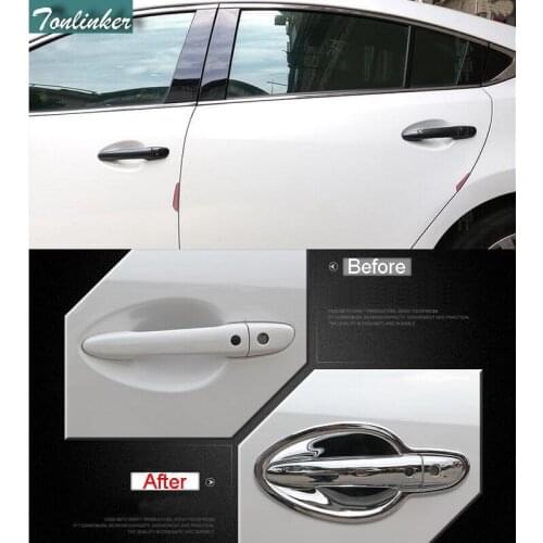 Tonlinker Cover Case Stickers For Mazda 6 Atenza 2017 Car Styling 8 Pcs DIY ABS Matte door handle cover sticker Accessories