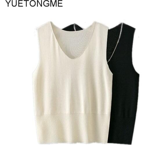 Tank Tops Women V neck Solid Knit Casual Basic Summer Slim simulated diamond rhinestone decorated Tops Women