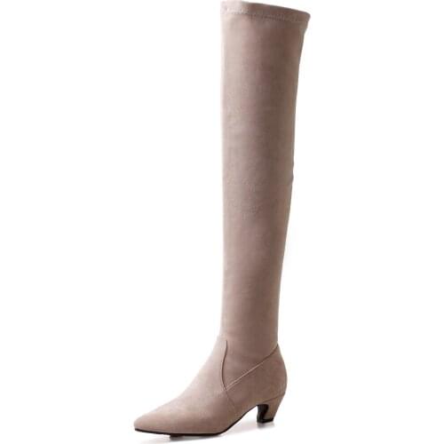 Wind to 18 years in qiu dong with pointed his thick with the new foreign trade size 32-46 knee-high boots 18730 yards