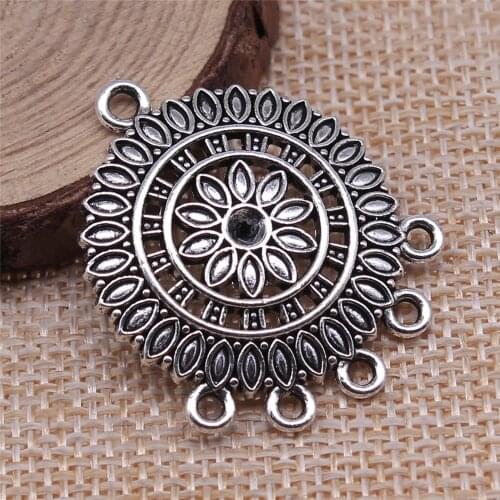 WYSIWYG 4pcs 36x29mm Antique Silver Color Earring Connector For Jewelry Making DIY Jewelry Findings