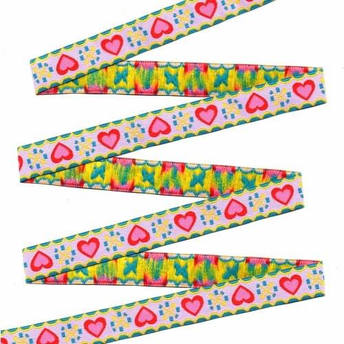 ZERZEEMOOY 5/8 inch 16mm 10 Yard/Rolls Heart Cartoon Jacquard Ribbon