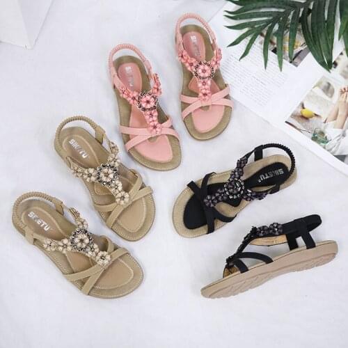 Womens rhinestone sandals womens summer flip-flops womens crystal stylish beach slippers casual slippers womens shoes