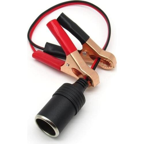 1pc 12V Power Car Cigarette Lighter Female To Alligator Clip Extension Connector To Terminal Clip-on Battery Adapter Auto Socket