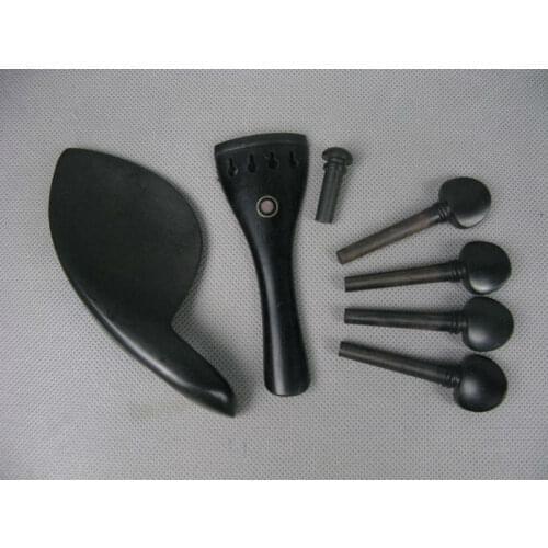 2 sets 4/4 violin ebony fittings parts accessories tail piece chinrest endpin 4 pegs free shipping double pairs eye fittings
