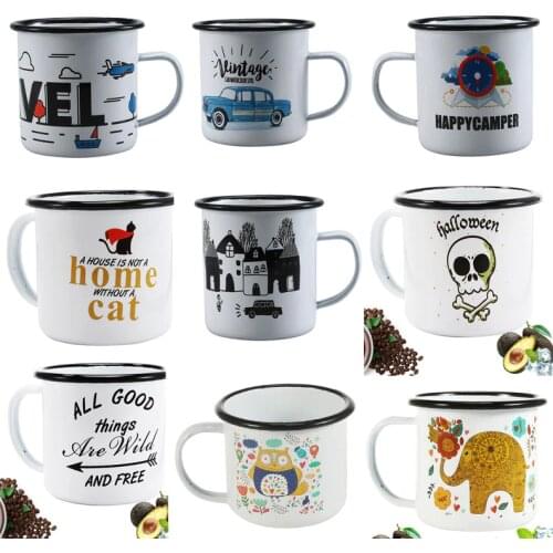 350 ml Enamel Coffee Mug Outdoor Travle Cup Breakfast Milk Tea Mug for Unique Best Gift