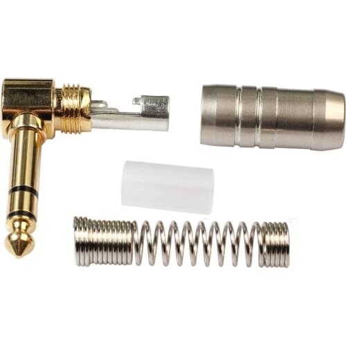 5pcs 6.35mm 1/4" Male Jack Stereo Audio Plug Gold Plated Soldering Connector