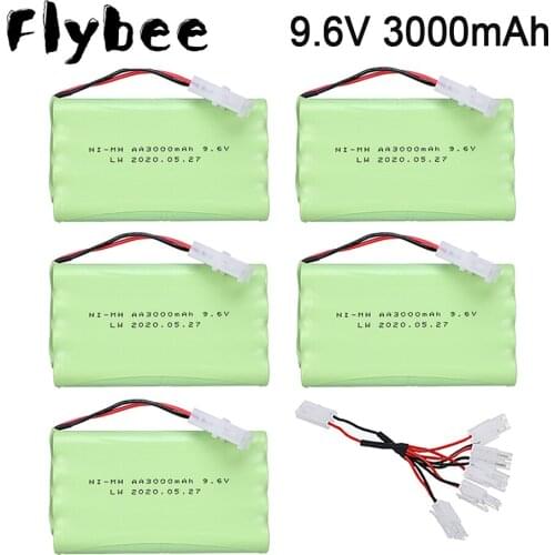 9.6v 3000mah NIMH Battery + Charger cable For Rc toys Car truck Tank Train Robot Boat Gun AA 9.6v Rechargeable Battery Pack