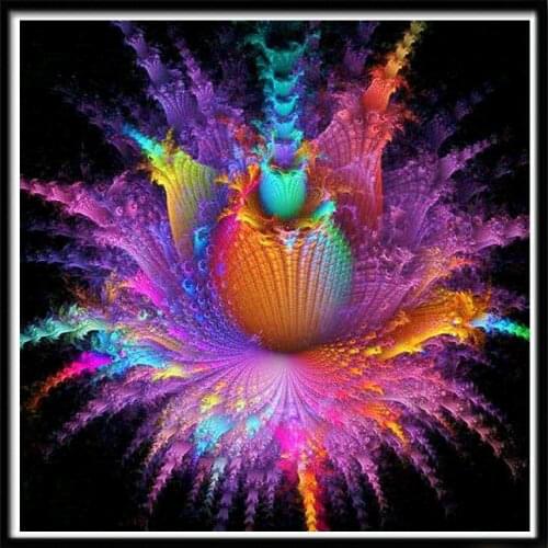 Abstract Flower DIY 11CT Cross Stitch Embroidery Kits Craft Needlework Set Printed Canvas Cotton Thread Home Decoration Room