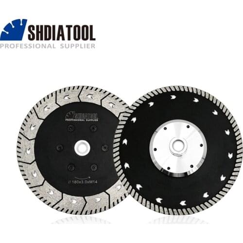 SHDIATOOL 2pcs Dia 7"/180mm M14 Diamond Cutting Grindng Disc Dual Saw Blade For Cut Grind Sharpen Granite Marble Concrete